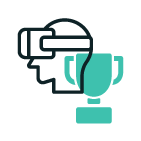 virtual headset over a trophy