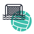 icon of a ball over a water polo net